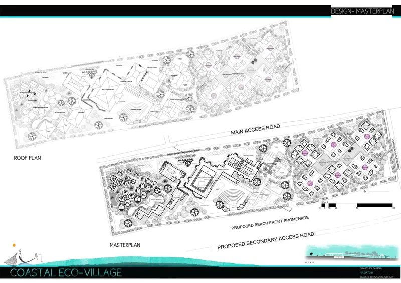 Tourist housing typologies inspired by local forms, shells, cob structures, and climate-responsive design.