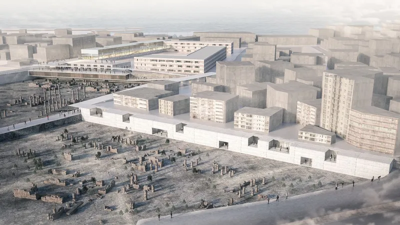 The cultural square reimagined as an illuminated public grid, activating the void without physical intrusion.