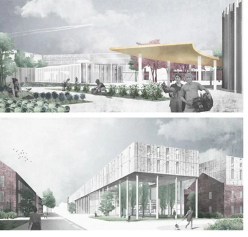 Central courtyard designed as a social condenser for daily interaction.