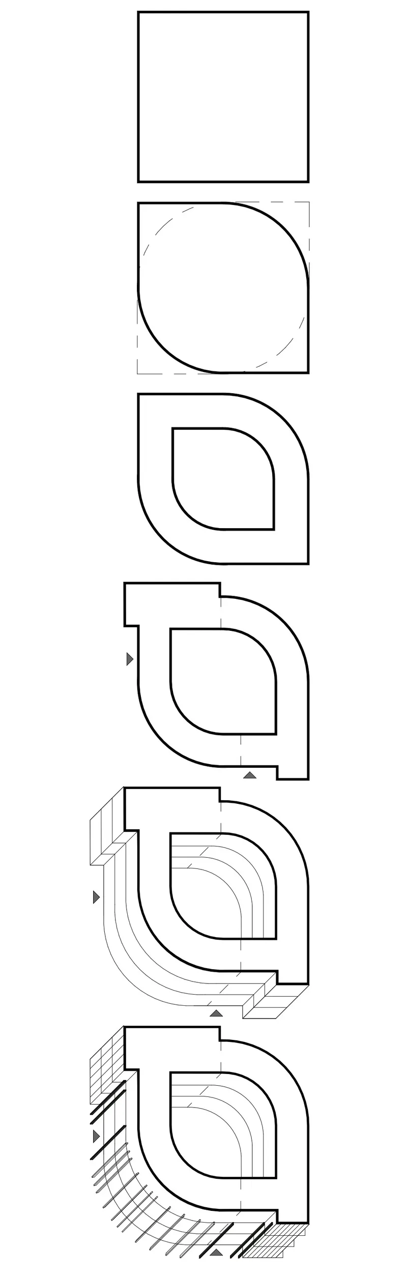 Figure 2. Stages of Shaping the Building, Author's Design