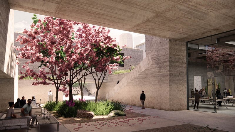 View of a small courtyard in the Creative Village, Doha, Qatar, 2022. Image © Qatar Museums