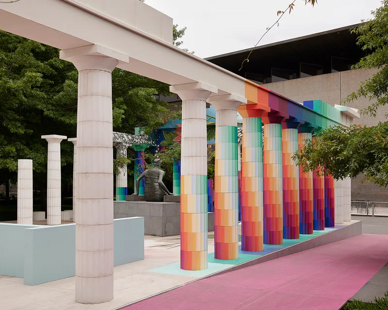 Installation view of the 2022 NGV Architecture Commission: Temple of Boom designed by Adam Newman and Kelvin Tsang on display at NGV International, Melbourne. Photography © Sean Fennessy