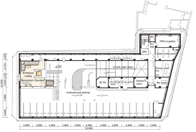 The ground floor plan © Nikken Sekkei