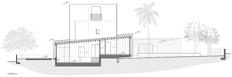 Cross section © Alexis Papadopoulos Architectural Practice