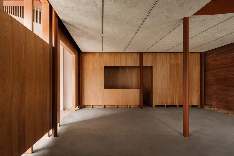 The relationship between the new frameworks the and the existing brick walls © Wen Studio