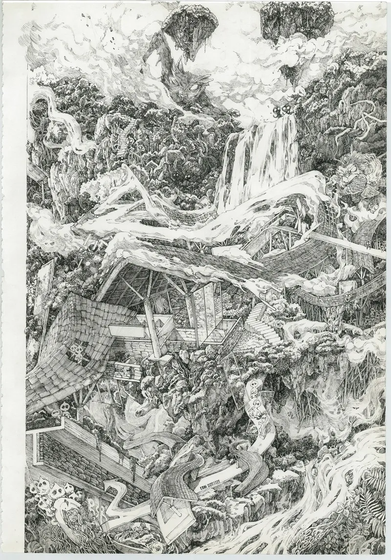 Project Essay Illustration, needle pen on paper 37X25cm © Can Zhang