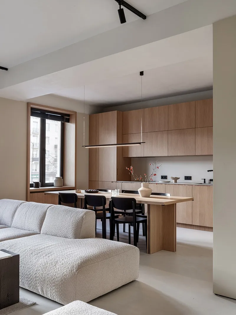 Viewing the kitchen- dining from the living room © ZROBIM architects