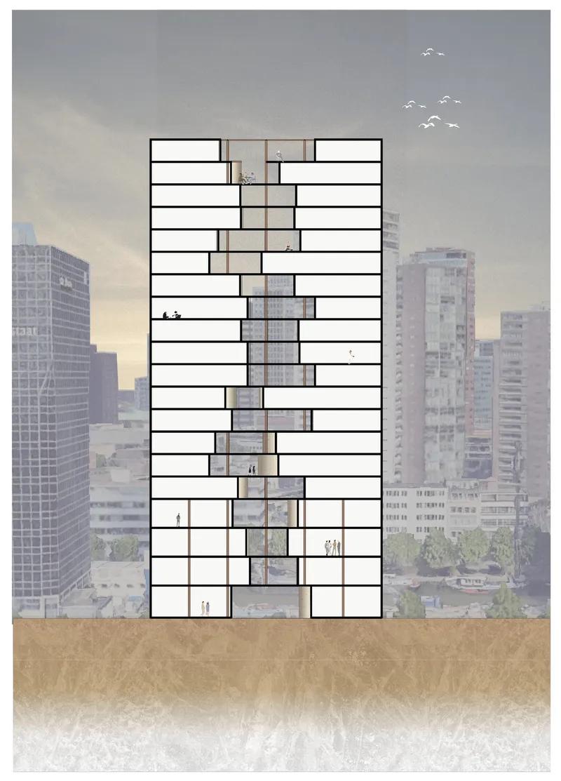 Architectural grid meets the sky: a vision of urban future
