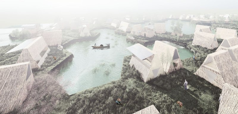 Floatopia - Project that meets the concept of sustainability, flexibility, inclusivity and minimal environmental footprint by using local and bio-based materials.