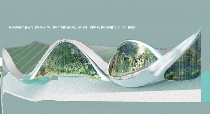 Futuristic greenhouse in a frigid, sustainable world.