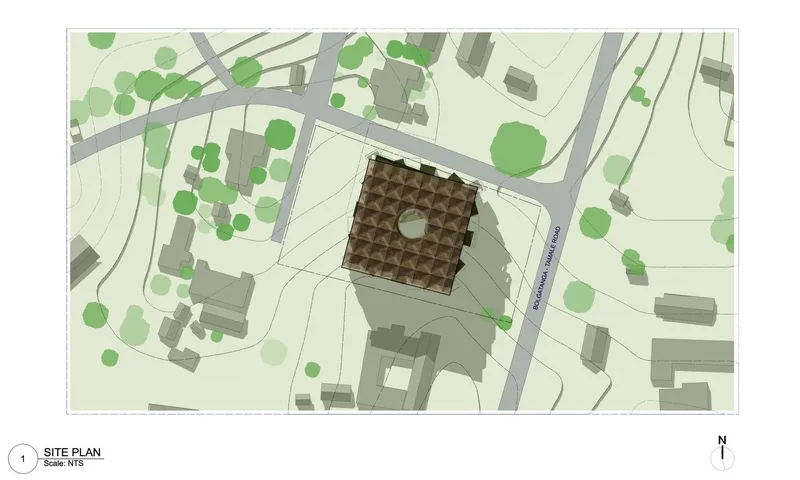 Green integration in urban apartment complex planning.