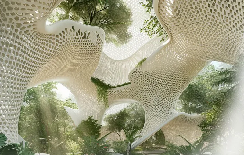 Visual from Eco Harmony Pavilion - A project that focuses on designing and constructing building with minimal negative impact on the environment while promoting sustainable living.