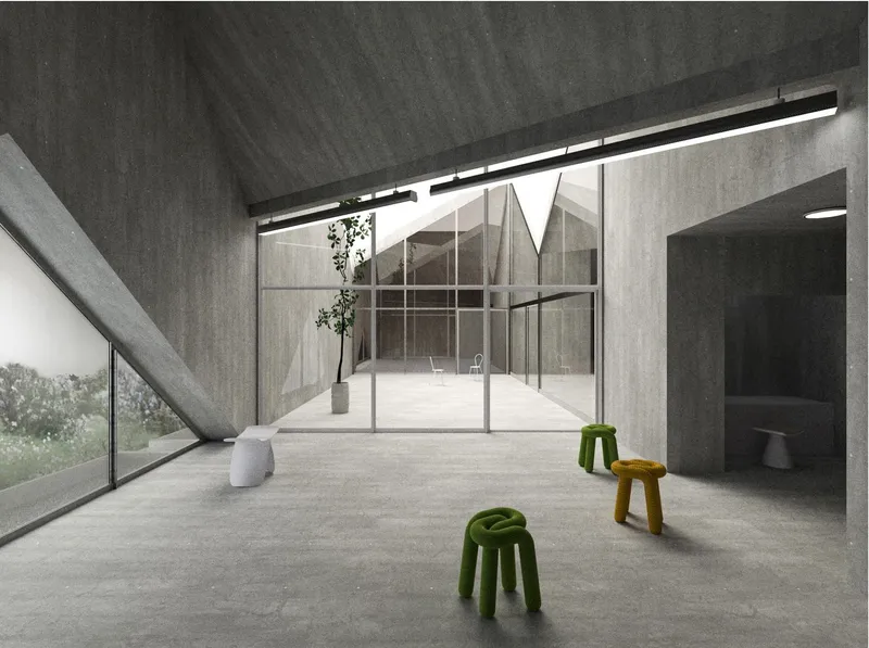 Minimalist interior design fostering creative play and learning.