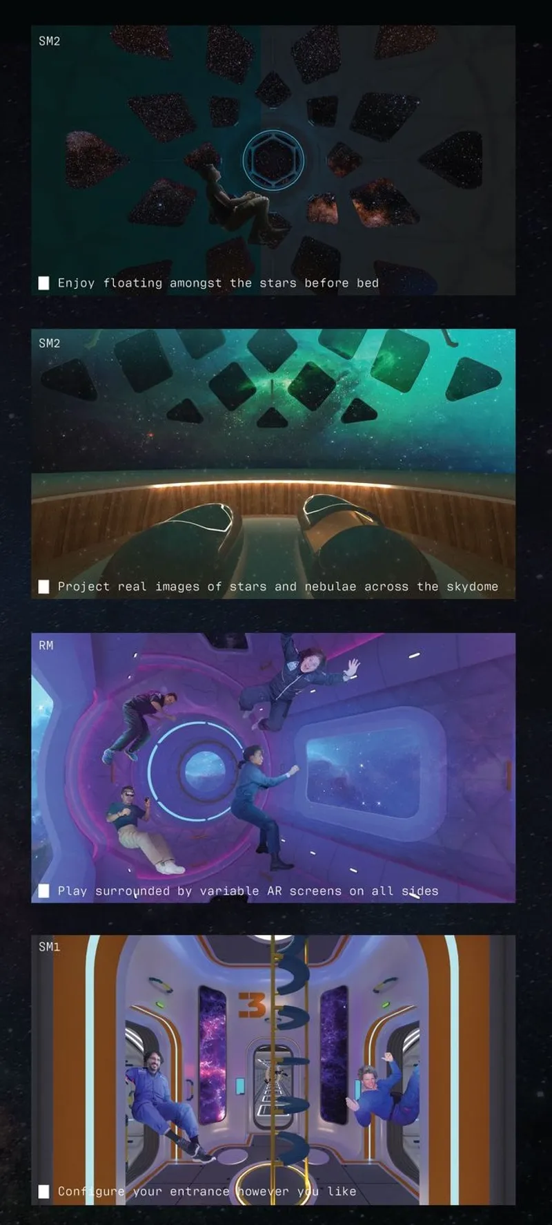 Zero-gravity leisure in a cosmic habitat.