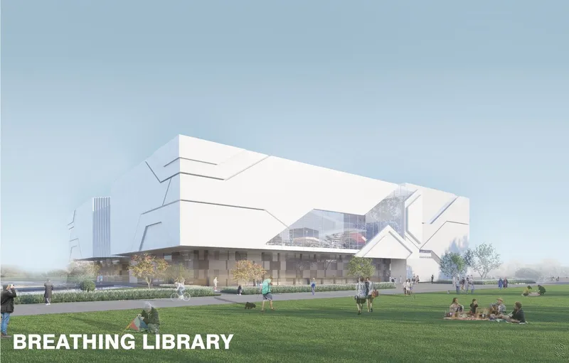 Innovative library design fuses learning with nature's tranquility.