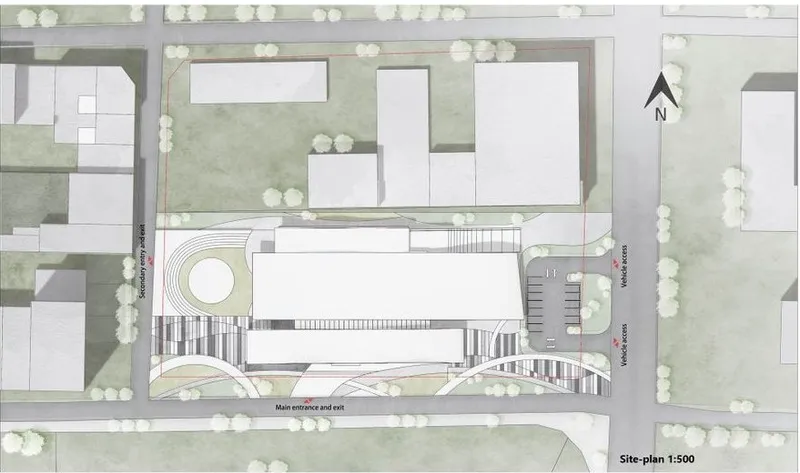 FLOW-ER's site plan integrates nature and architectural fluidity.