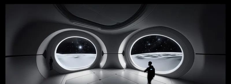 Gazing into infinity from lunar quarters.