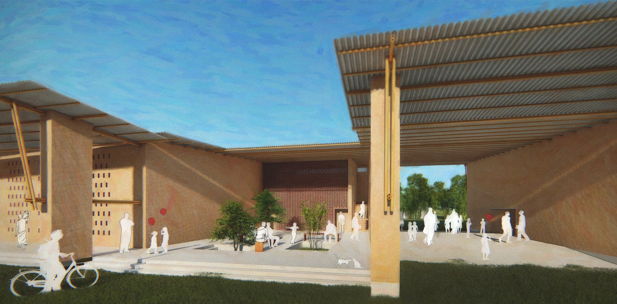 Vibrant courtyard in a rural school, Bangladesh.