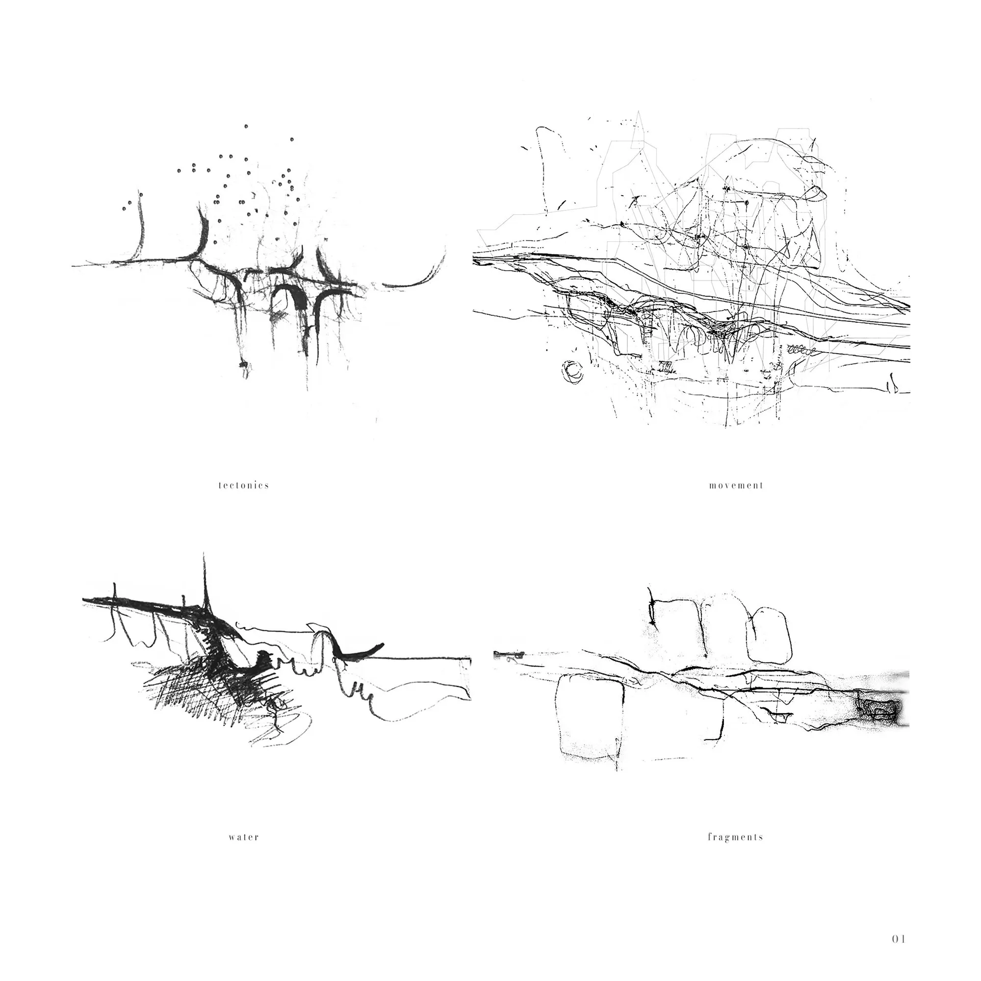 Water. Earth. Flow. Agregation of fragments.