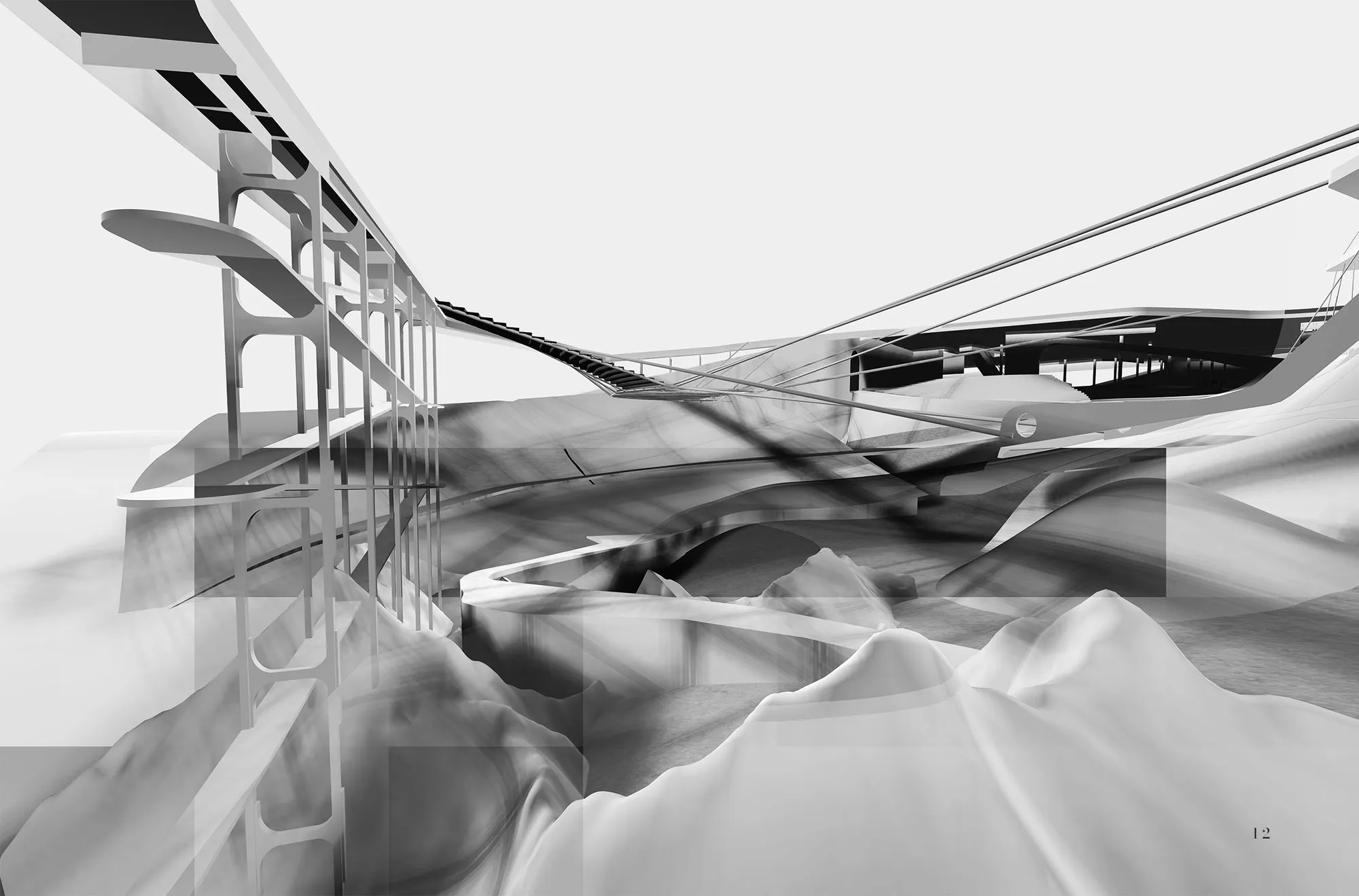 Fragment. Earth, water, space flow
