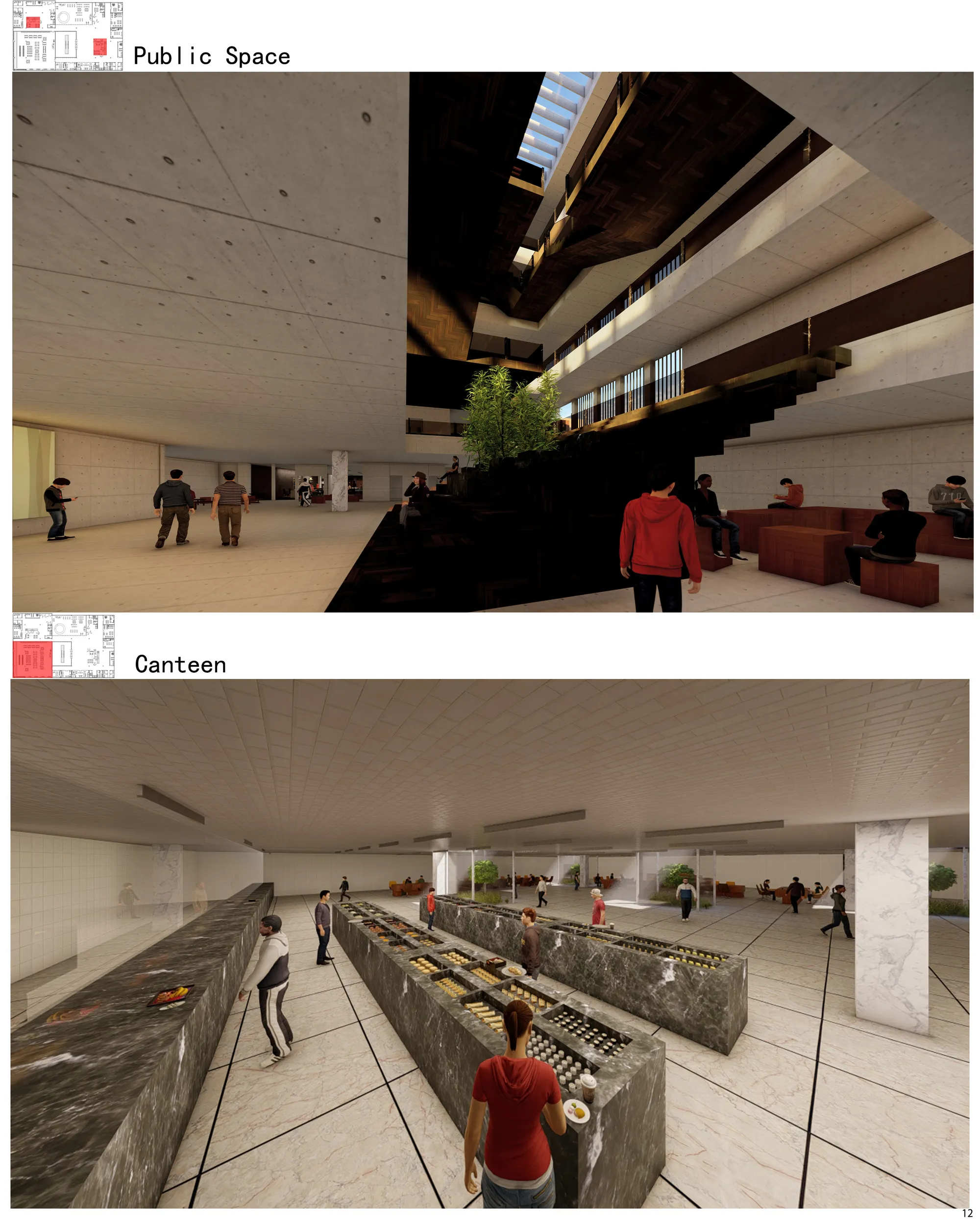 THE RENDRING OF PUBLIC SPACE AND CANTEEN