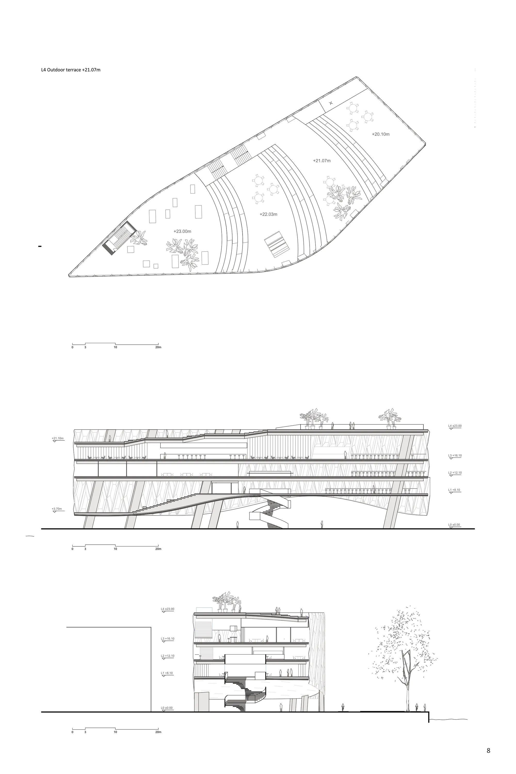 Terrace plan and sections