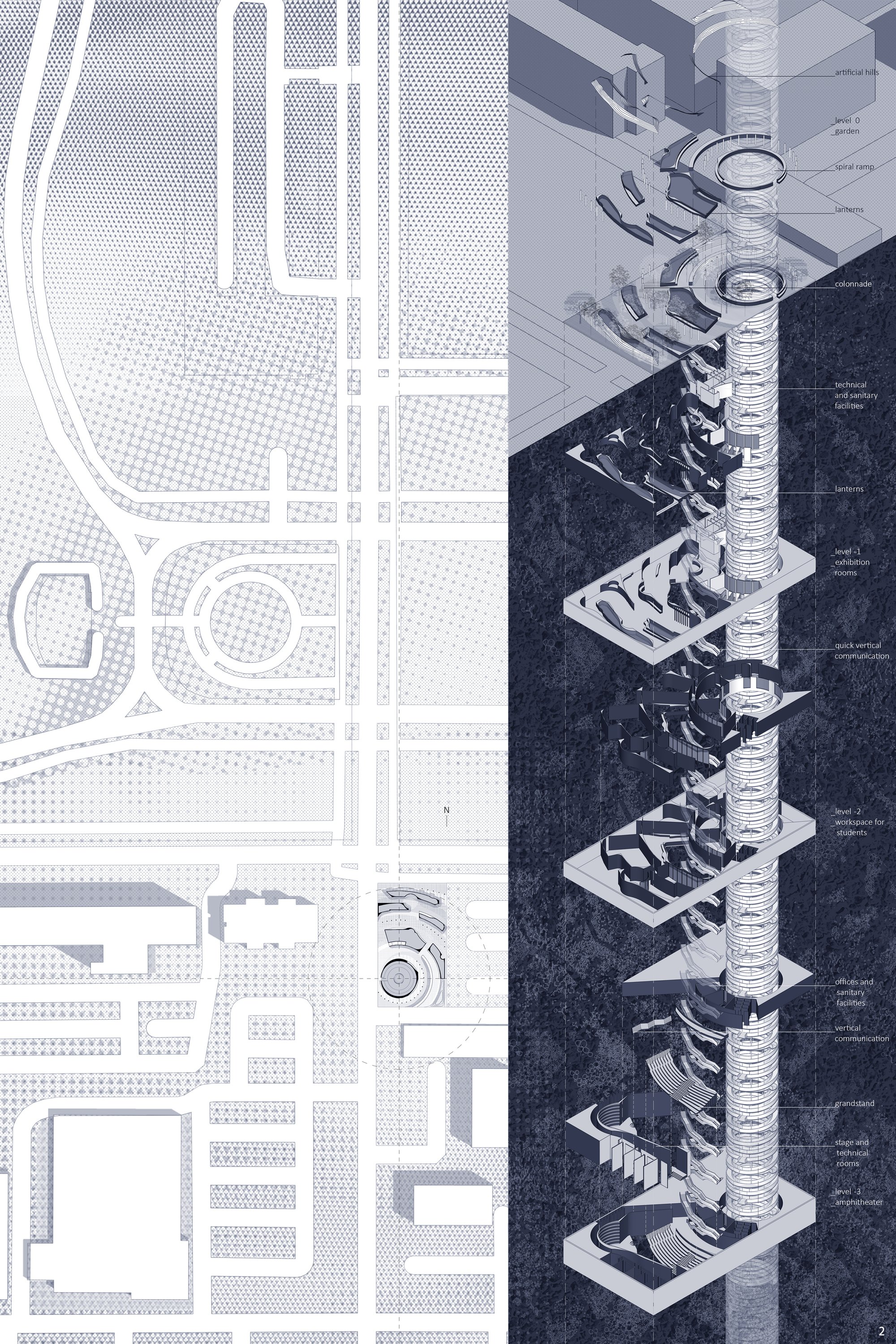 Site plan and exploded view of the object