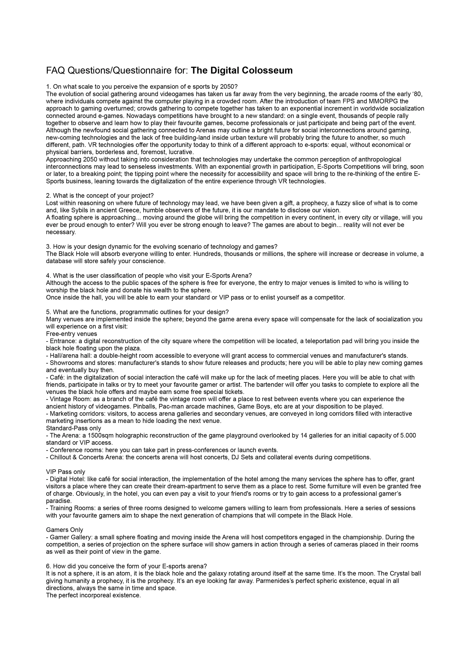 FAQ Questionnaire