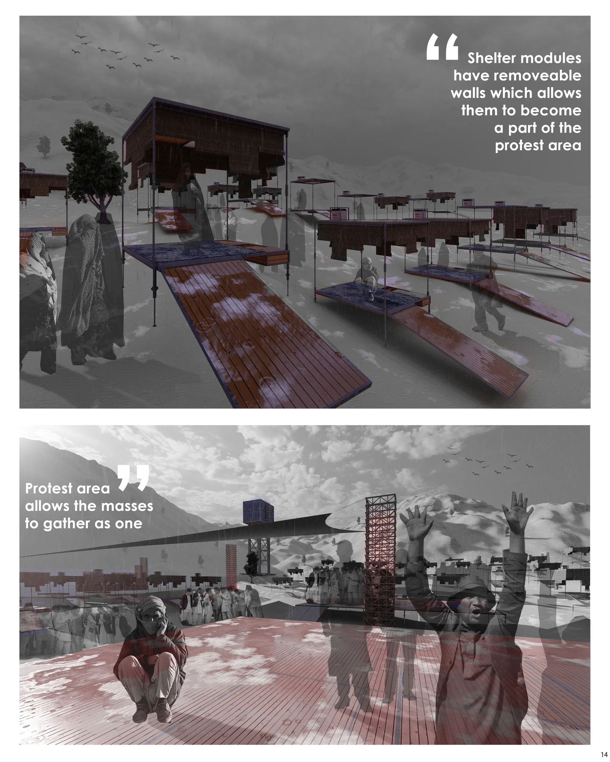 14 - Shelter & Protest Space Renders