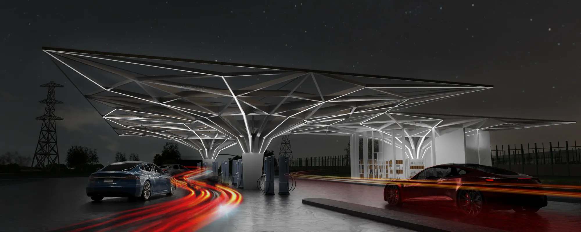 service building - electric car charging station
