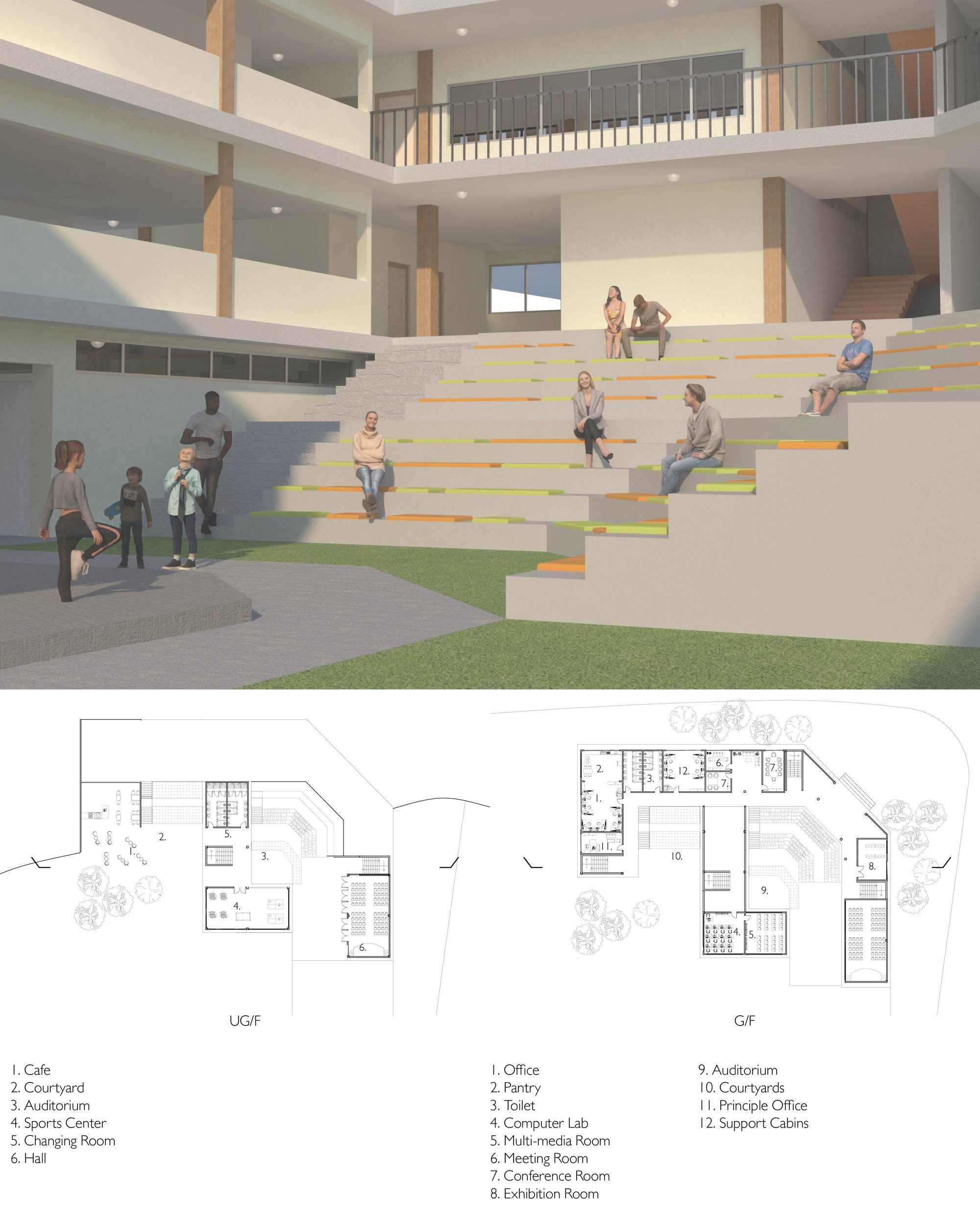 Plan and courtyard rendering