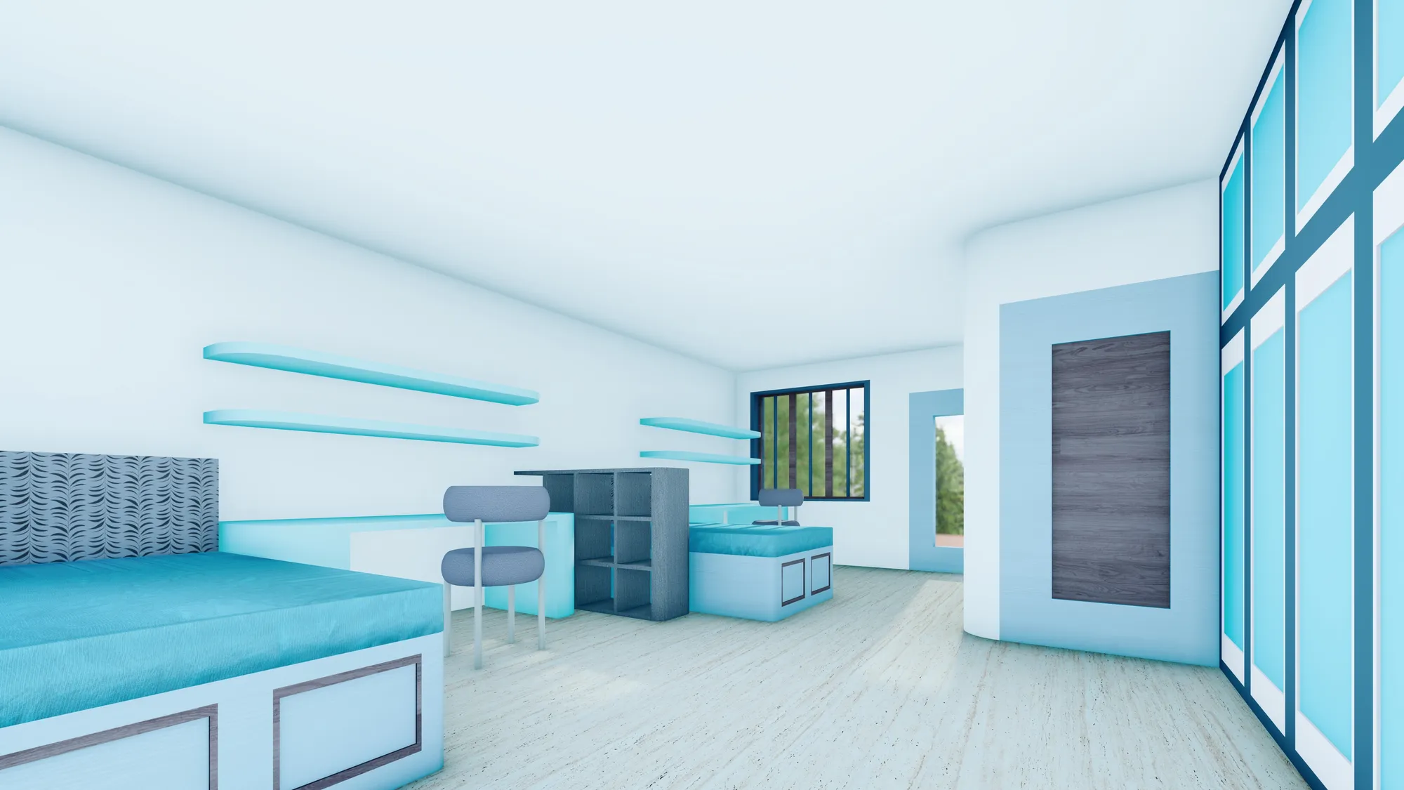 Indoor View of a Typical Dorm Room