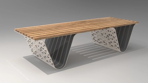 Bench with Perforated Metal Supports