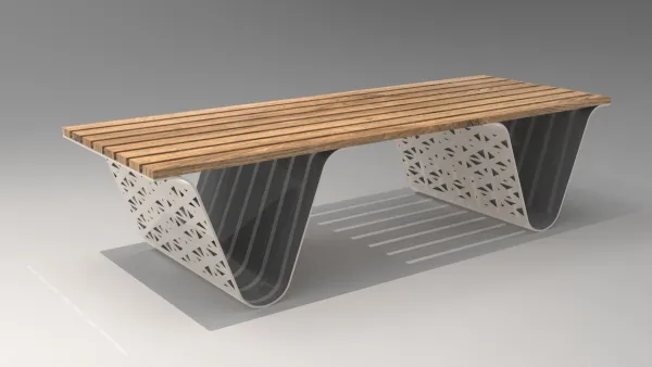Bench with Perforated Metal Supports