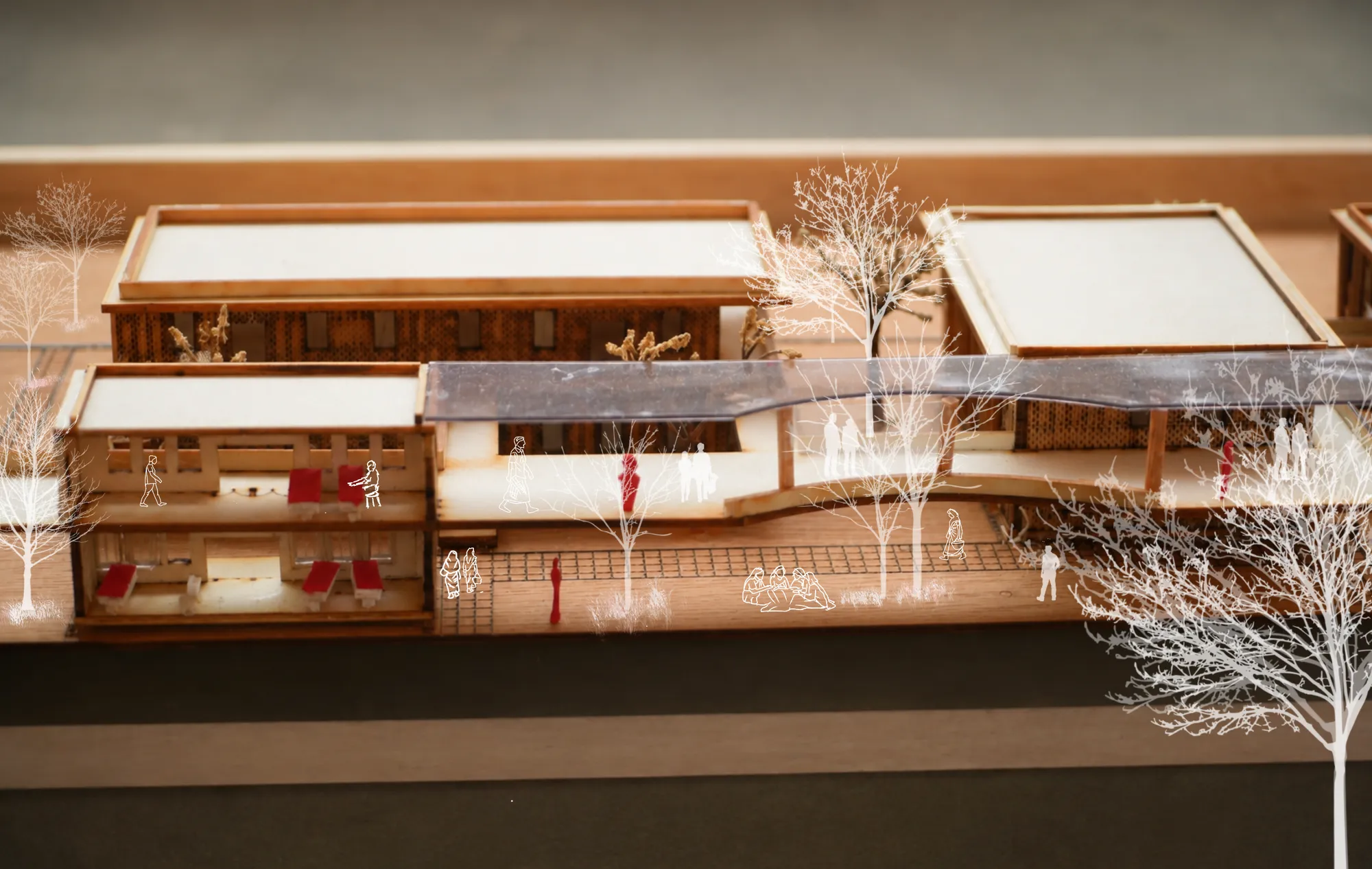 Sectional Physical Model with Illustrated People