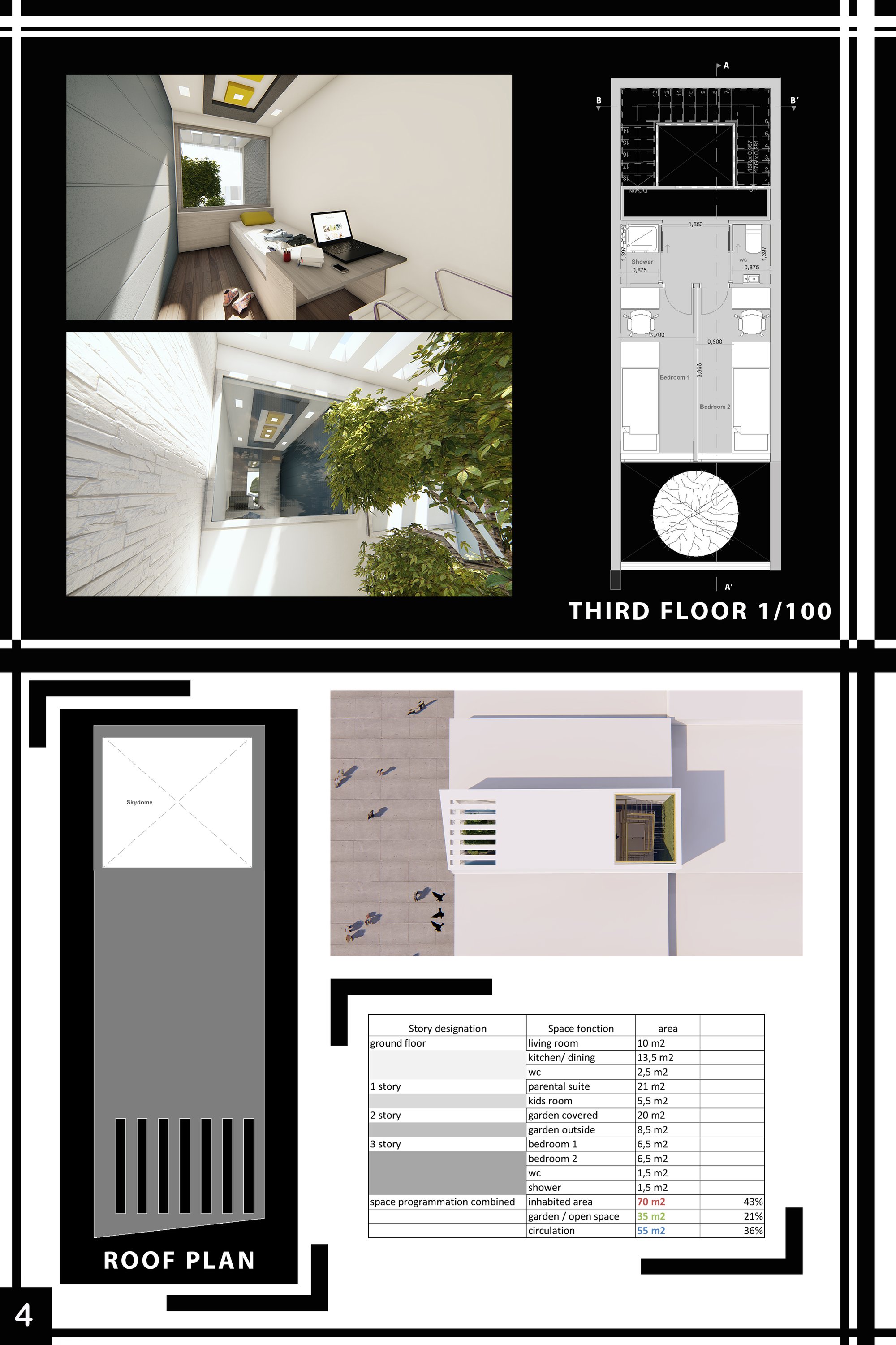 Third floor and roof plan