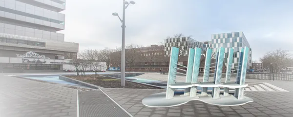 Architectural - sculptural  vision of bench design in Rotterdam