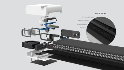 This image presents an exploded view diagram of a product, showcasing its internal components and ma
