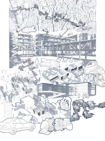 Dystopian/Utopia: Reimagining Dholaikhal Salvage Parts Market as Futuristic Automobile Hub