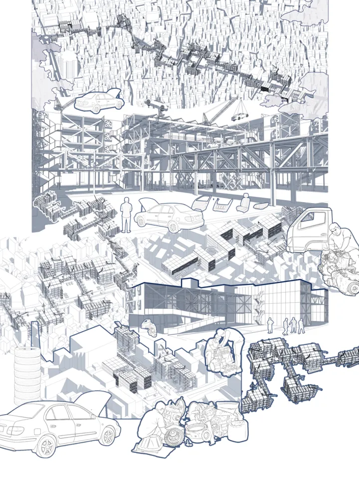 Dystopian/Utopia: Reimagining Dholaikhal Salvage Parts Market as Futuristic Automobile Hub