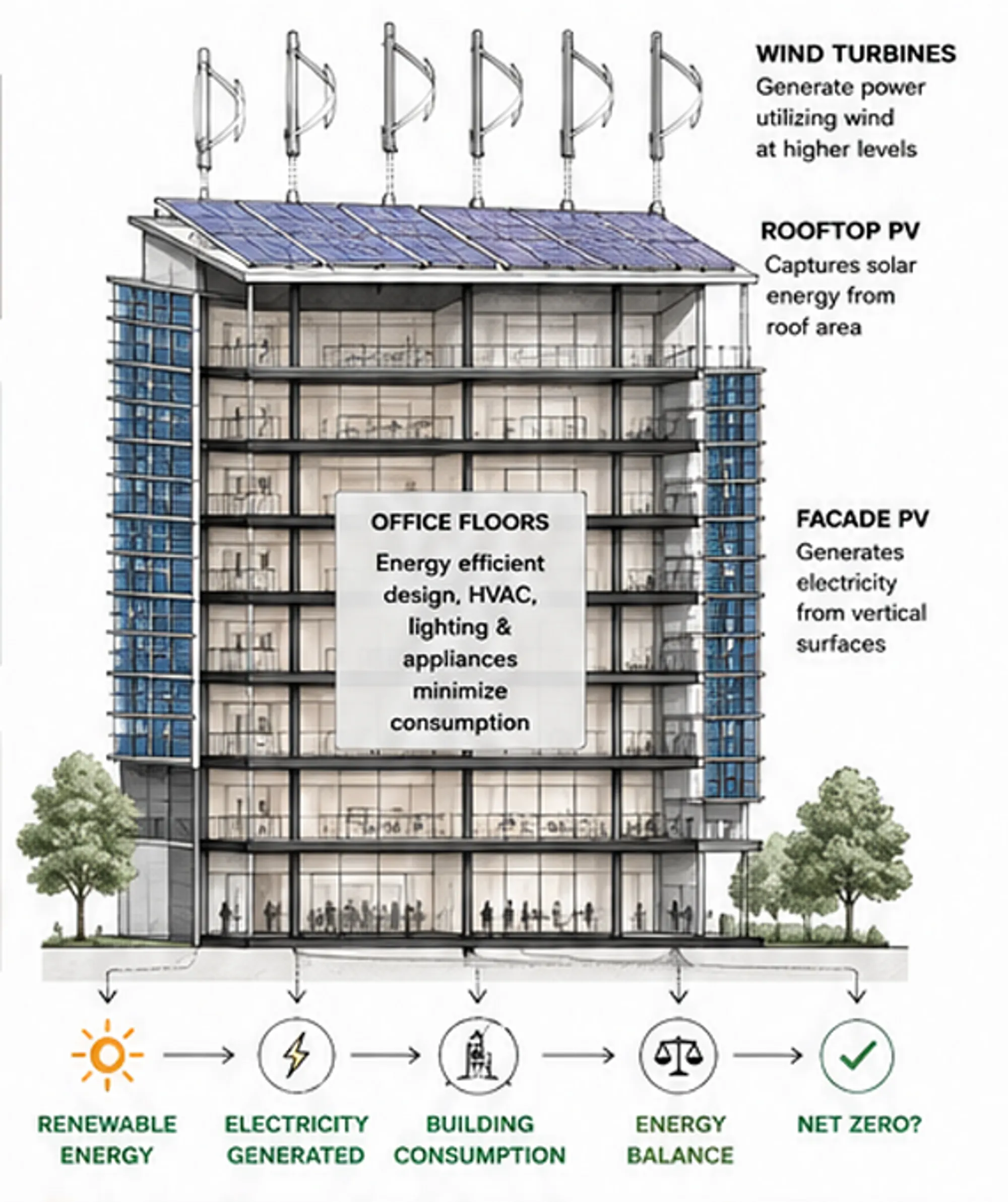 Feasibility of Net-Zero Energy Offices across Four Climatic Zones of India