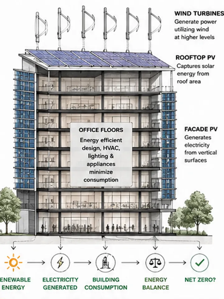 Feasibility of Net-Zero Energy Offices across Four Climatic Zones of India