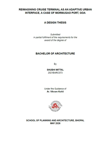 Reimagining Cruise Terminal as an Adaptive Urban Interface: A Case of Mormugao Port, Goa