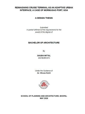 Reimagining Cruise Terminal as an Adaptive Urban Interface: A Case of Mormugao Port, Goa