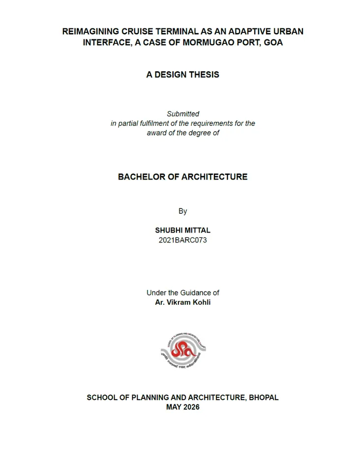 Reimagining Cruise Terminal as an Adaptive Urban Interface: A Case of Mormugao Port, Goa