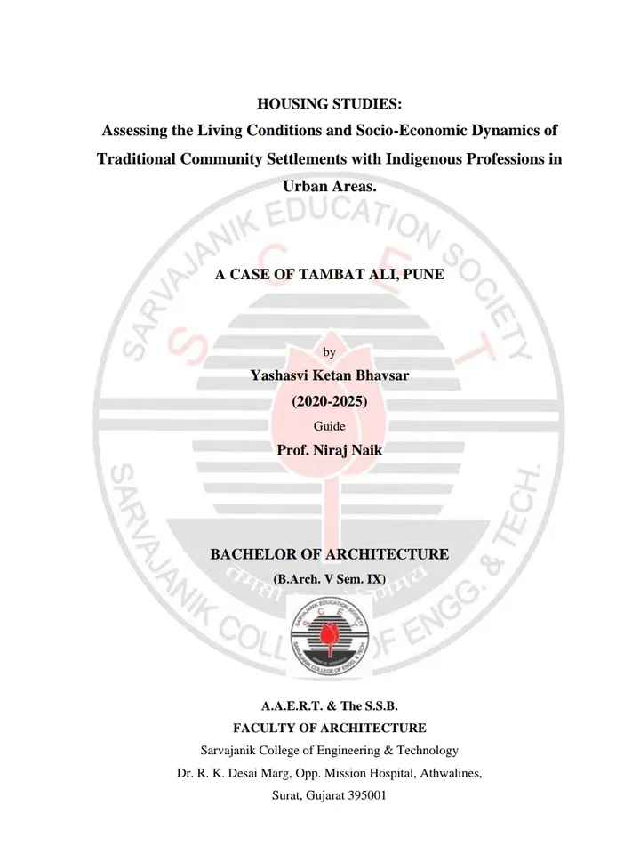 Assessing the Living Conditions and Socio-Economic Dynamics of Traditional Community Settlements with Indigenous Professions in Urban Areas.